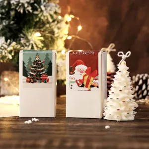 Set de caja de regalo de vela perfumada de cera de soja navideña, decoración festiva de mesa.