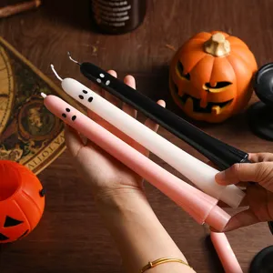 Halloween ghost long tapered candles set for party home decor, cute spooky vibe props.