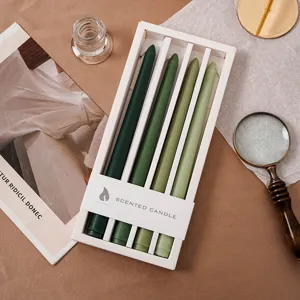 Farbverlauf grüne Duftkerzen 4er Set lange Stabkerzen für Heimdekoration Hochzeitsgeschenk.