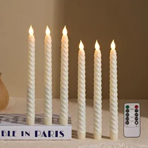 LED electronic remote control plastic long stem candle light set for home holiday decor.