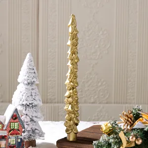 Gold Christmas tree scented candle for holiday home decor tabletop scene display setup