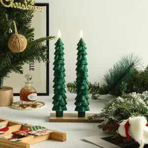 LED Arbre de Noël Lumière de Bougie Électronique Cire de Paraffine Lampe de Décoration d'Ambiance Festive pour Fête de Maison
