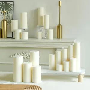 Nordic White Striped Cylindrical Scented Candle Minimalist Aesthetic Home Decor Wedding Party Table Ornament Gift