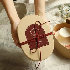 Oval scented candle gift box with blessing card and ribbon, perfect for birthday and Christmas.
