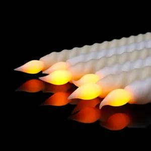 LED electronic twisted long candle light for festive home party decoration, detailed view.