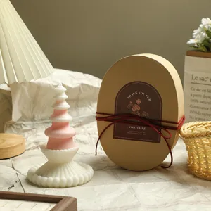 Exquisite layered pillar scented candle with elegant gift box for home decor and cozy details