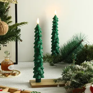 Bougie électronique LED arbre de Noël cire de simulation décoration ambiance de fête accessoire