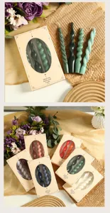Morandi color twisted scented candle set, spiral long rod candle with gift box packaging.