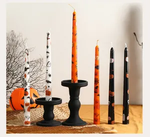 Halloween scented taper candles 25cm pumpkin ghost printed long wax candles for party decor