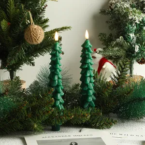 Bougie LED forme sapin de noel lumiere electrique simulation pilier decoration de fete
