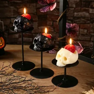 Gothic Skull Scented Candle Handmade Soy Blend Wax Halloween Spooky Ghost Festival Home Decor Party Tabletop Ornaments