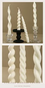 Twisted scented candle spiral long pillar candle for romantic candlelight dinner home decor