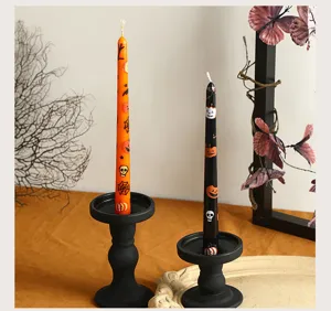 25cm Halloween scented taper candles with spooky pumpkin and skull prints for party decor