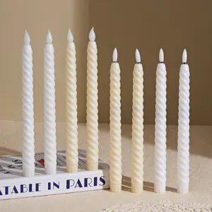 LED electronic taper candles twisted spiral long candles remote control decorative light set