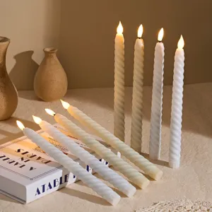 LED electronic remote control plastic twisted taper candle lights for holiday party home decor.