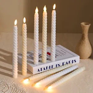 LED taper candles twisted design battery operated decorative candles for home holiday party