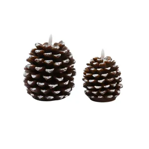 Christmas pinecone LED candle wax light home decor festive party photography props set