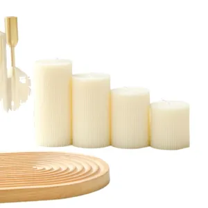 Nordic white striped cylindrical scented candles set, elegant home decor wedding gift main.