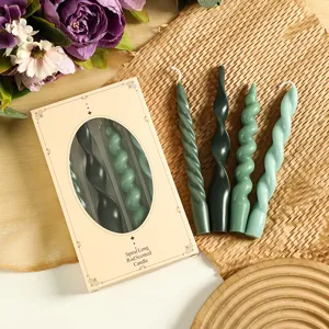 Morandi colored spiral scented candles set, long twisted aesthetic candles for dinner home decor.