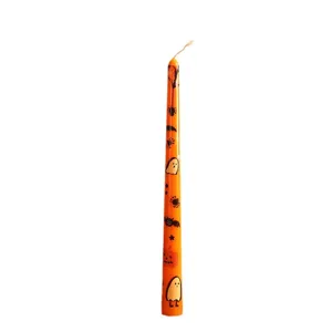 Halloween pumpkin ghost printed long tapered scented candle for party decor 25cm