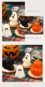Halloween ghost skull pumpkin scented candle spooky holiday home decor party ambient gift items.