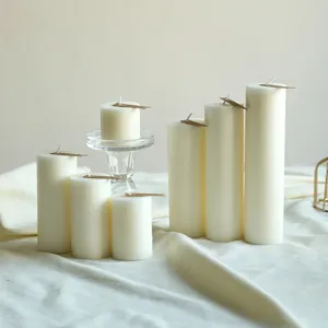 Candela Profumata Cilindrica Liscia Bianca Candele a Pilastro in Cera di Soja Minimaliste Per Festa di Matrimonio Decorazioni Casa Accessori Fotografici