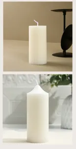 Weiße europäische Duft-Stumpenkerze für romantisches Abendessen, minimalistische Heimdekoration.