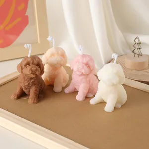 Cute Poodle Scented Candle Soy Wax Aromatherapy Dog Ornament Birthday Gift Home Decor