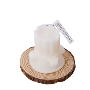 Vela perfumada de cera de soja de pilar romano para decoración del hogar y accesorios de fotografía.