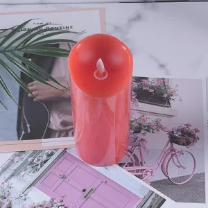 Red LED oscillating pillar candle for romantic decoration, wedding proposal, and party lighting.