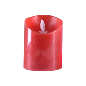 Bougie électronique LED rouge biseautée pour la décoration romantique de mariage et fêtes.