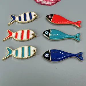 Doppelseitiger Emaille Goldfisch Anhänger Für Damen DIY Schmuckherstellung Zubehör 18K Vergoldet Kupfer Böser Blick Fisch Anhänger Ohne Kette