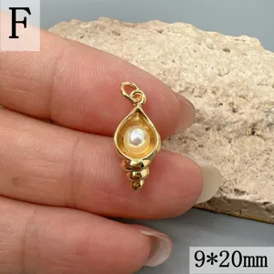 Goldener Muschel Perle Anhänger DIY Schmuck Zubehör elegantes Strand Urlaub Design 9x20mm