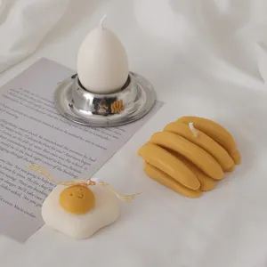 Creative soy wax scented candle, cute egg and banana shapes for home decor and photography props.