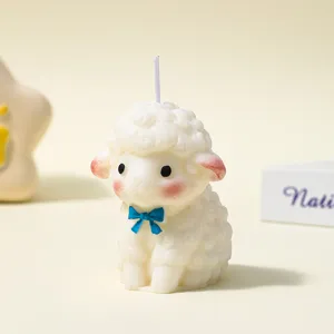 Cute little sheep scented candle made of soy wax, perfect for room decor and cozy atmosphere.