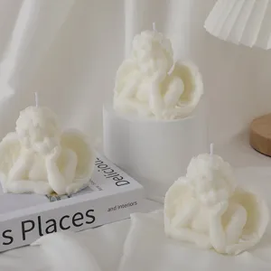 Handcrafted angel scented soy wax candle home decor aesthetic photography prop set table ornament