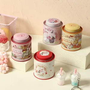 French style wedding gift small tin can, cute rabbit printed aromatherapy candle container.