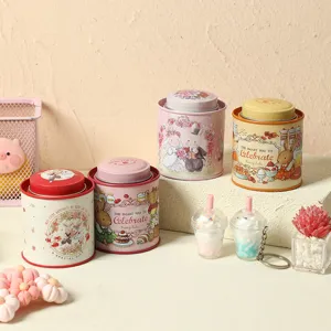 Cute rabbit scented candle tin jar, French style decorative metal container for home gift.