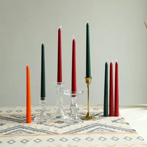 Bougies Parfumées Coniques Morandi Européennes Cadeau de Mariage Longue Bougie Pilier Centre de Table Décoration Cire Verre Métal