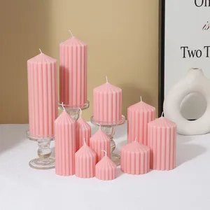 Minimalist Pink Striped Cylindrical Scented Candle Soy Blend Wax Aromatherapy Candle Home Decor Atmosphere Prop