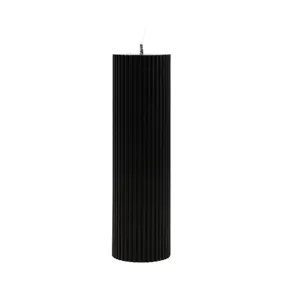 Vela de pilar acanalada negra, vela aromática de cera de soja columna romana para decoración