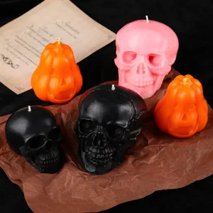 Halloween Duftkerzen Set, süße Kürbis und Totenkopf Form Wachskerzen für Party Deko.