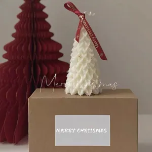 Christmas tree scented candle handmade holiday gift home decor festive atmosphere white