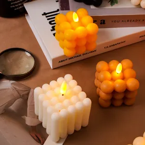 Nuevas vela electronica cubo burbuja cera luz para fiesta boda decoracion del hogar