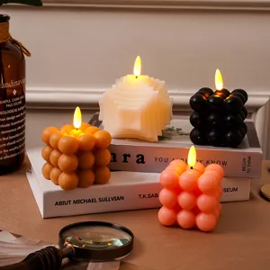 Set de velas de burbuja electrónicas LED y geométricas para fiesta y decoración hogar.