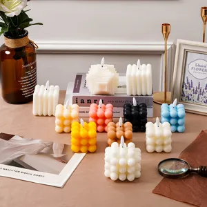 Conjunto de velas aromaticas de cubo de burbujas y velas electronicas LED.