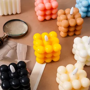 Juego de velas de cubo coloridas, vela electrónica LED de decoración estética para fiestas y hogar.