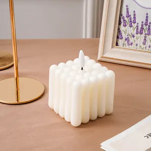 Vela electrónica de cubo de burbujas blanca, diseño único, decoración perfecta para el hogar y fiesta.