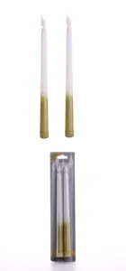 LED taper candles gradient gold battery operated flameless decorative candles 2 pack