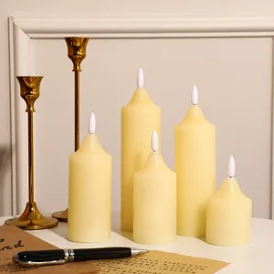 Flameless LED Electronic Candle Light Simulation Paraffin Cylindrical Candle For Birthday Wedding Home Decor